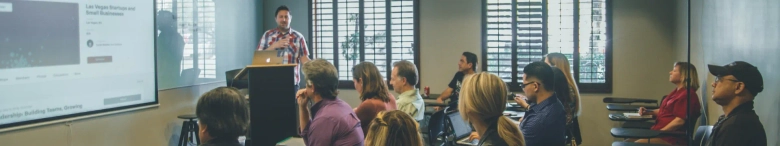 Students attending a college lecture